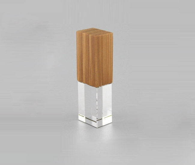 竹木水晶U盤,3D內雕logo優盤,發光U盤