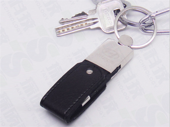 皮革U盤.金屬旋轉皮套U盤