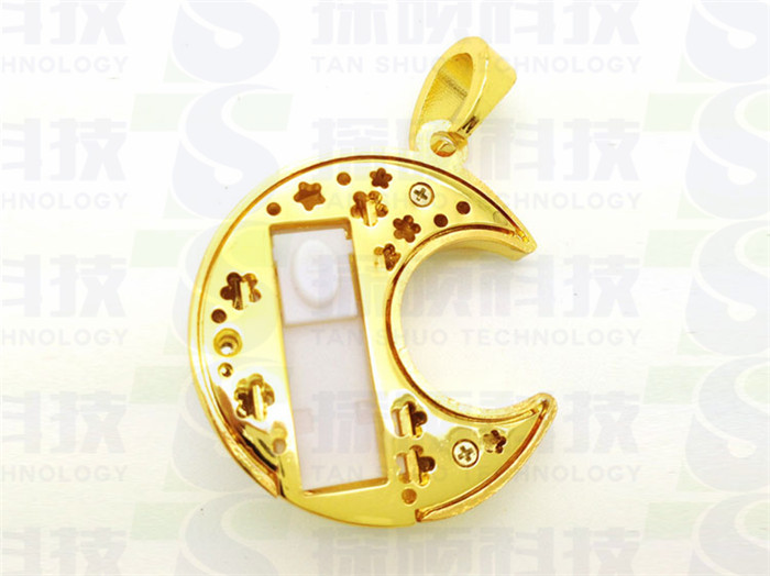 創(chuàng)意時(shí)尚項(xiàng)鏈?zhǔn)皆铝林閷歎盤禮品 月亮珠寶U盤制作工廠